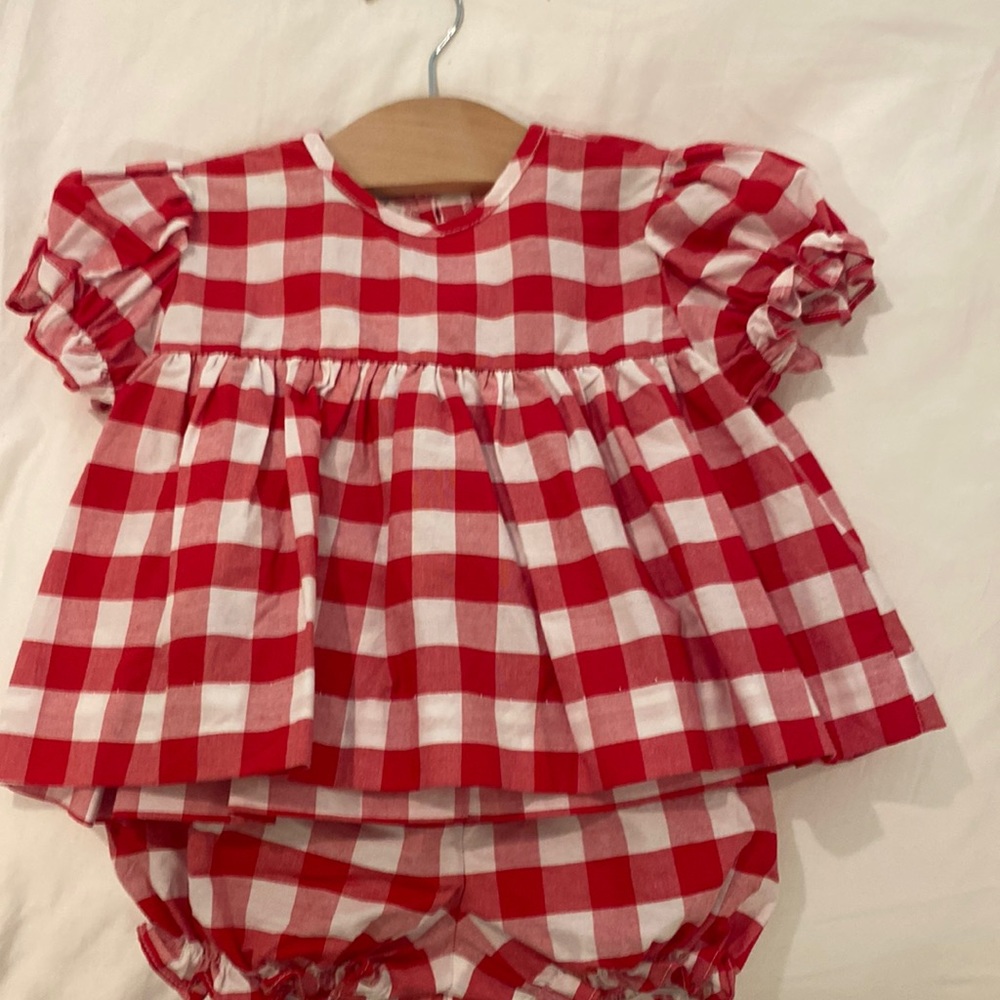 Bon Temps 12 month red gingham bloomer set